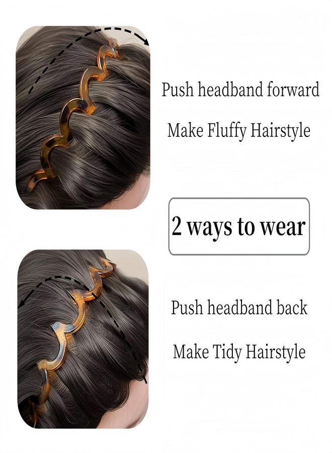 USHJNV New U Shape Fashion Tooth Hair Comb Headband, High Cranium Head Bands for Women's Hair, Reversible Korean Headbands with Teeth (Amber color + Glossy black,2 Pieces) - Image 4